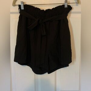 SHEIN Black High Waist Tie Shorts